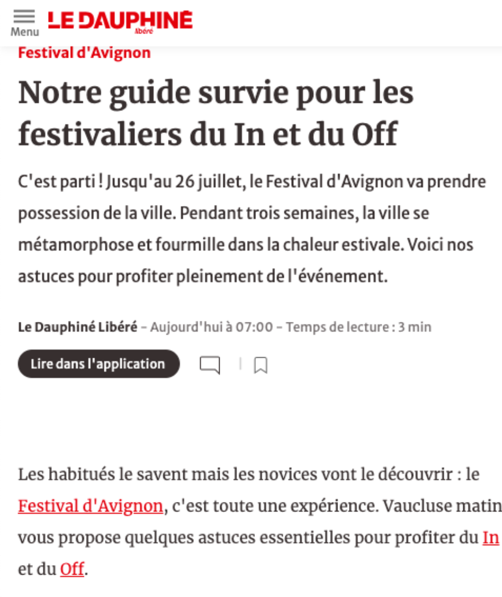 0 Photo de l'revue_presse' Notre guide survie pour les festivaliers du In et du Off