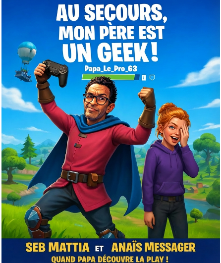 Affiche du spectacle Au secours mon pere est un geek