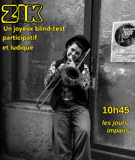 Affiche du spectacle Zik, un joyeux blind-test participatif et ludique