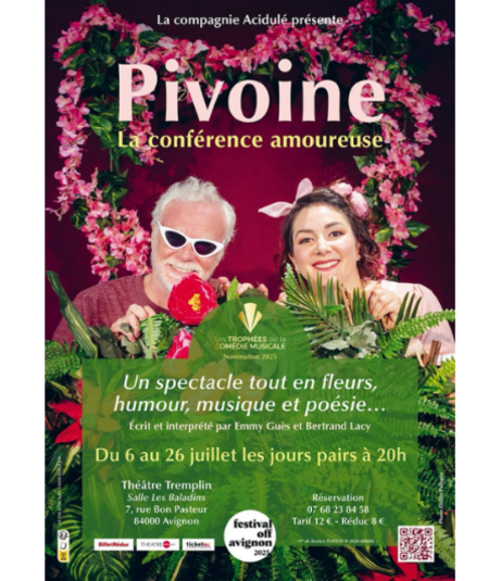 Affiche du spectacle Pivoine la conférence amoureuse
