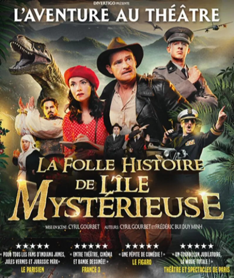 Affiche du spectacle la folle histoire de l'île mystérieuse