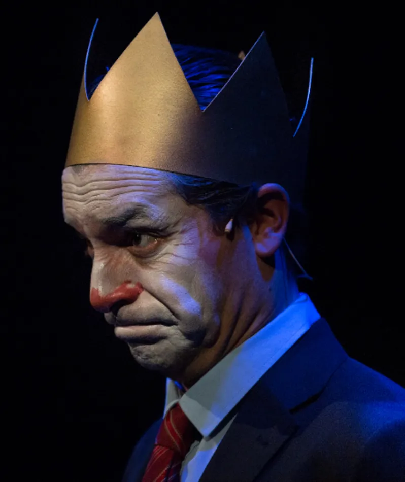 Affiche du spectacle La Vie et la mort de J. Chirac, roi des Français